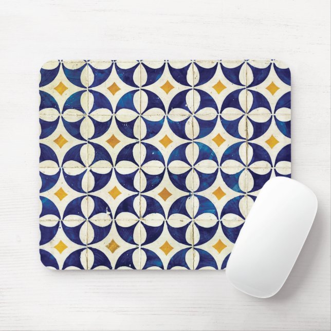 Tapis De Souris Carreaux portugais - Azulejo Motif Design (Avec souris)