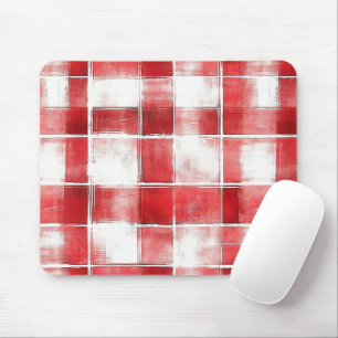 Tapis De Souris Carreaux Rouges Blancs Rayures