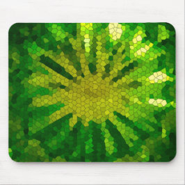 Tapis De Souris Carrelage Abstrait en mosaïque en vert et jaune -