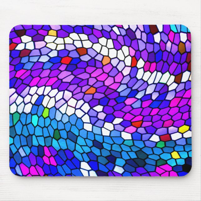 Tapis De Souris Carrelage bleu violet rose Motif Mousepad (Devant)