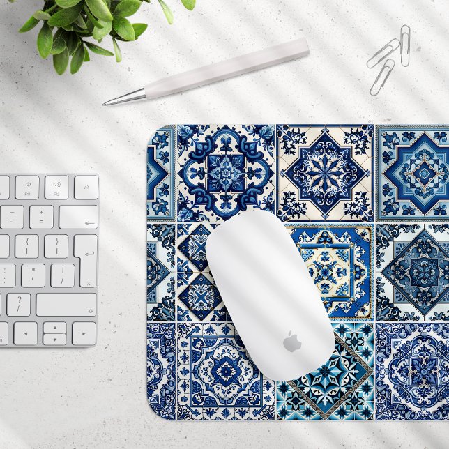 Tapis De Souris Carrelage méditerranéen, Portugais, Azulejo, Majol (Créateur téléchargé)