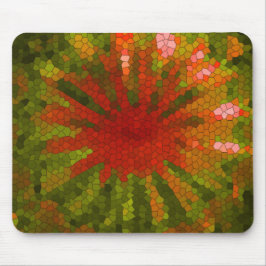 Tapis De Souris Carrelage mosaïque Abstrait en rouge et vert