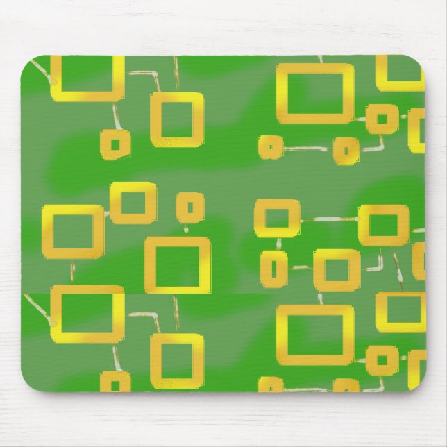 Tapis De Souris Carrés géométriques verts (Devant)