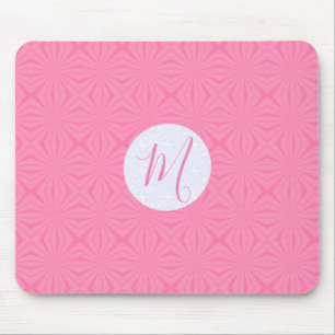 Tapis De Souris Carrés ondulés rose doux personnalisés avec initia