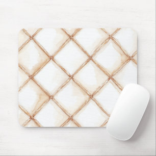 Tapis De Souris Carrés Rayures Crème Or Blanc