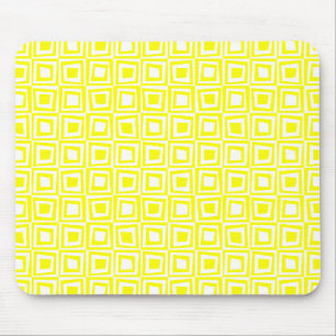 Tapis De Souris Carrés rétro - Jaune sur Blanc