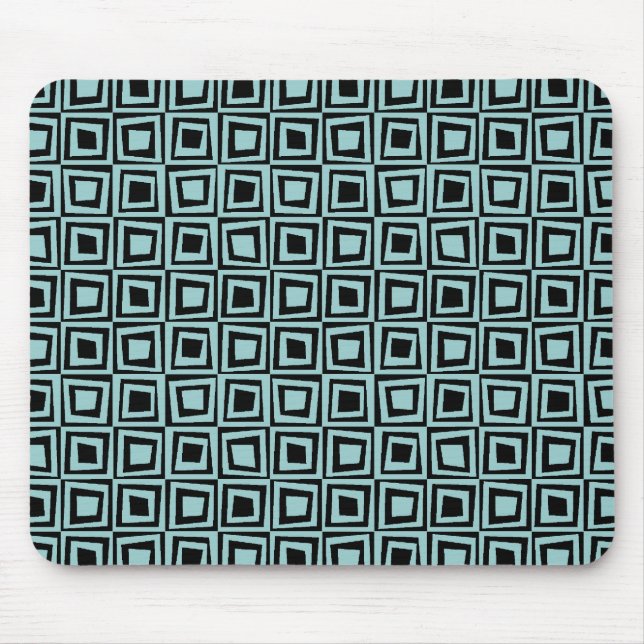 Tapis De Souris Carrés rétro - Vert clair sur noir (Devant)