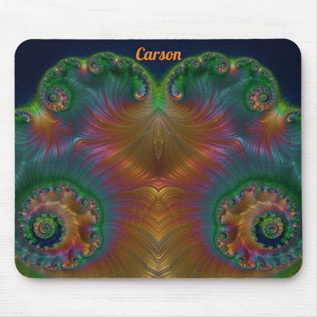 Tapis De Souris CARSON ~ Vert orange jaune et bleu (Devant)