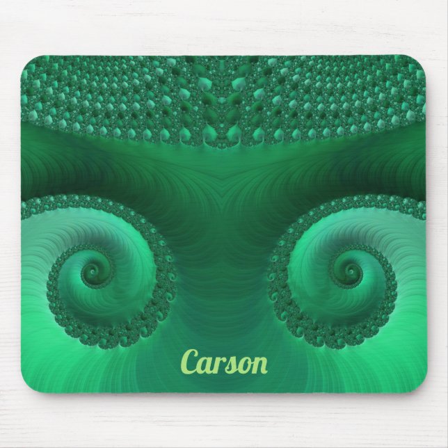 Tapis De Souris CARSON ~ Zany Nuances de Motif fractal vert (Devant)
