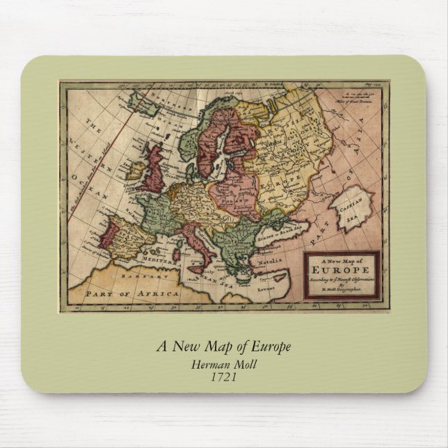 Tapis De Souris Carte 1721 de l'Europe (Devant)