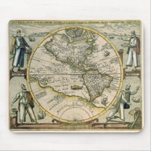 Tapis De Souris Carte ancienne, 1596, America Sive Novus Orbis