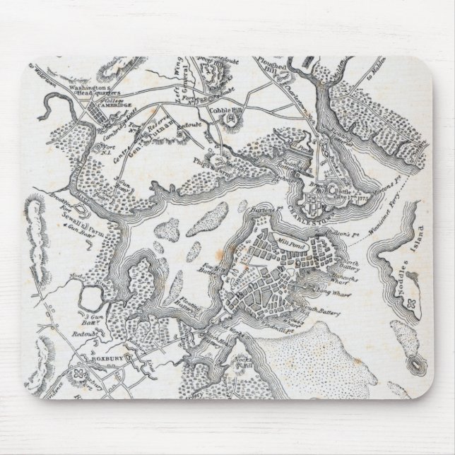 Tapis De Souris Carte antique de Boston | 1775-1776 (Devant)