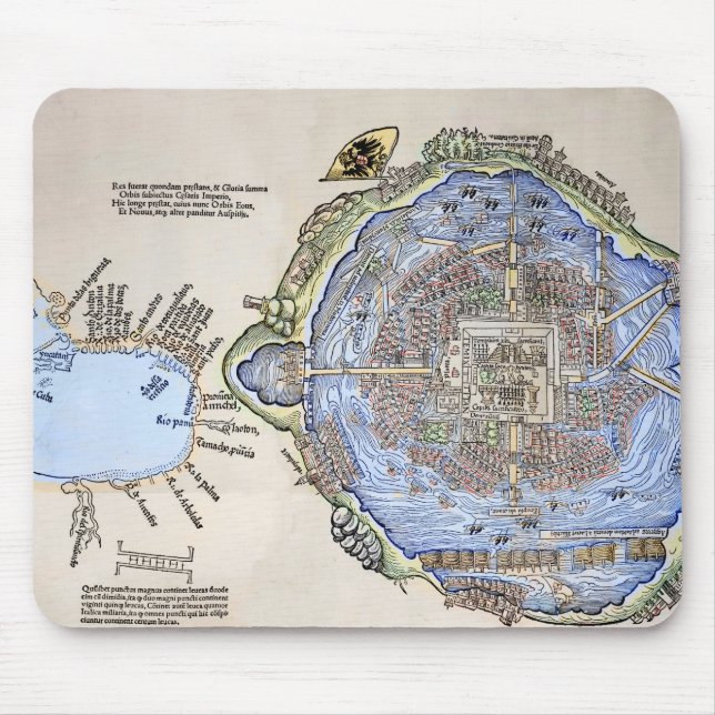 Tapis De Souris Carte antique du Tenochtitlan capitale aztèque (Devant)