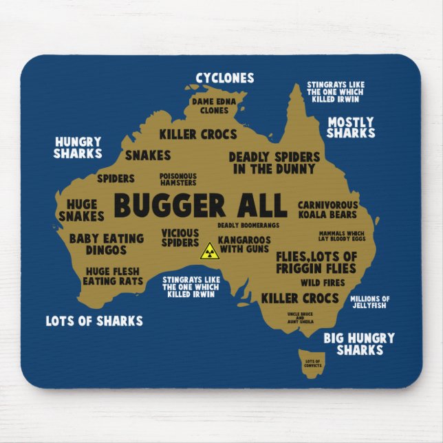 Tapis De Souris Carte australienne drôle (Devant)