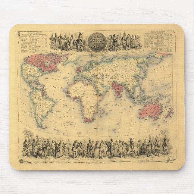 Tapis De Souris carte de 1850's d'Empire Britannique dans le monde (Devant)