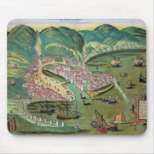 Tapis De Souris Carte de Chios, de "Civitates Orbis Terrarum" par