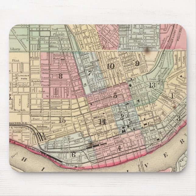 Tapis De Souris Carte de Cincinnati par Mitchell (Devant)