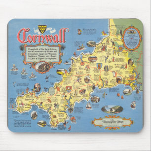 Tapis De Souris Carte de Cornwall, Angleterre