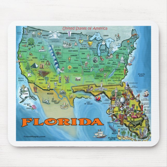 Tapis De Souris Carte de la Floride Etats-Unis (Devant)