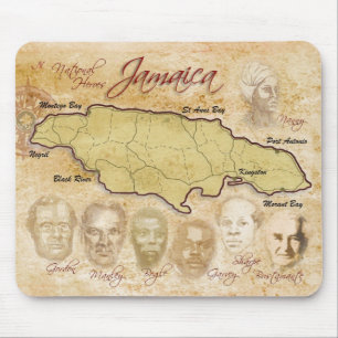 Tapis De Souris Carte de la Jamaïque avec des héros nationaux