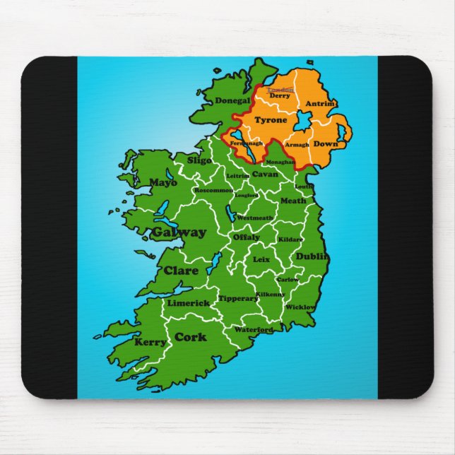 Tapis De Souris Carte de l'Irlande (comtés) (Devant)