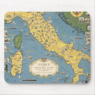 Tapis De Souris Carte de l'Italie avec la ville du Vatican