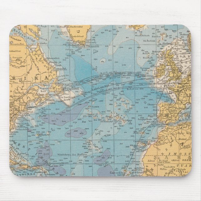 Tapis De Souris Carte de l'océan Atlantique (Devant)