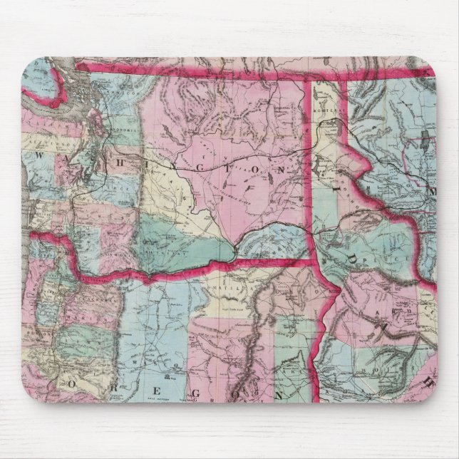 Tapis De Souris Carte de l'Oregon, Washington, Idaho (Devant)