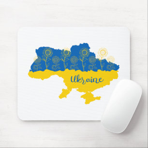 Tapis De Souris Carte de l'Ukraine avec tournesol et drapeau ukrai