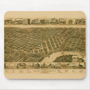 Tapis De Souris Carte de Montgomery, capitale de l'Alabama (1887)