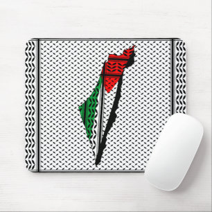 Tapis De Souris Carte de Palestine avec drapeau et Motif Keffiyeg