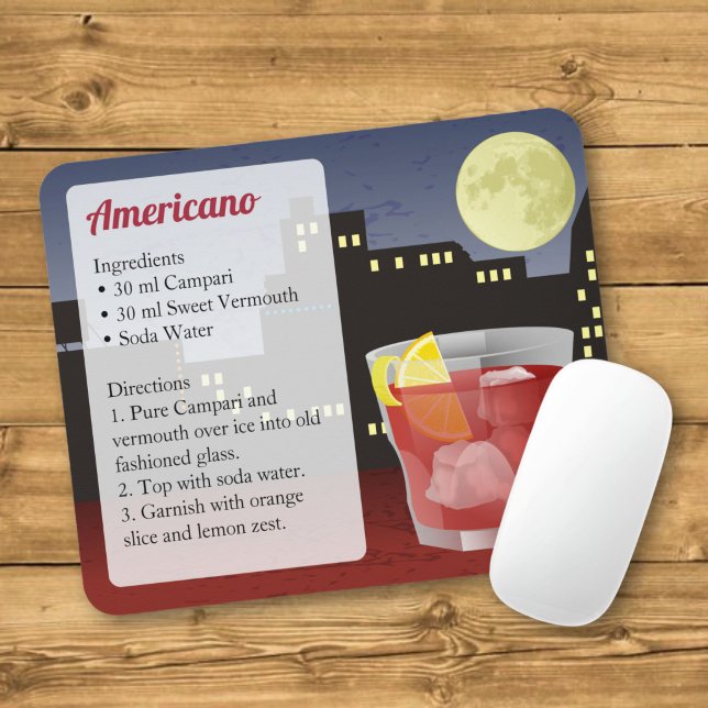Tapis De Souris Carte de recette d'Américano (Créateur téléchargé)
