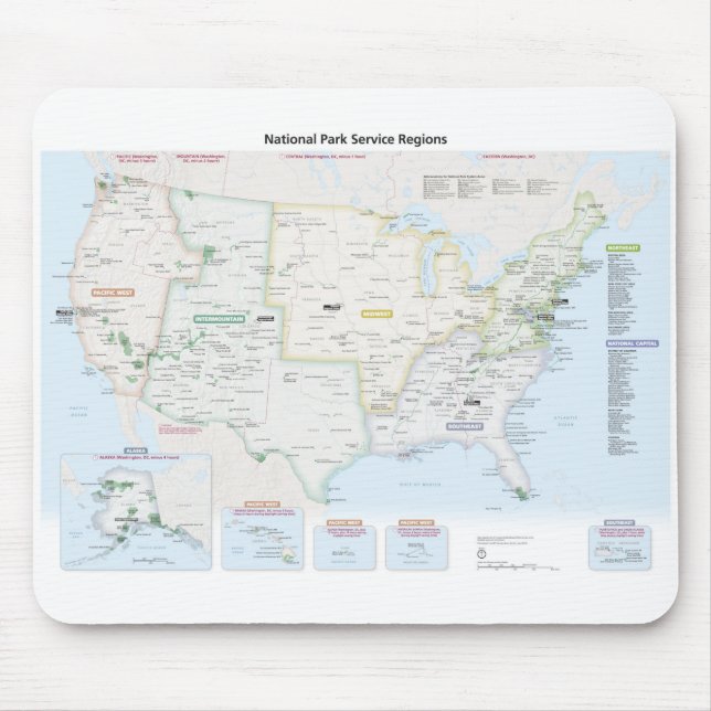 Tapis De Souris Carte de région de National Park Service (Devant)