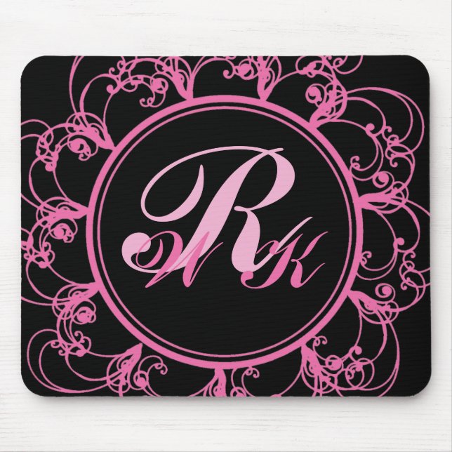 Tapis De Souris Carte de souris monogramme (Devant)