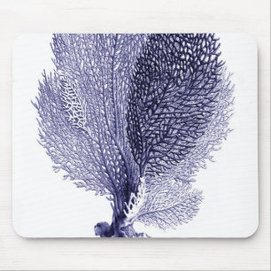 Tapis De Souris Carte de souris vintage Blue Sea Fan Illustration