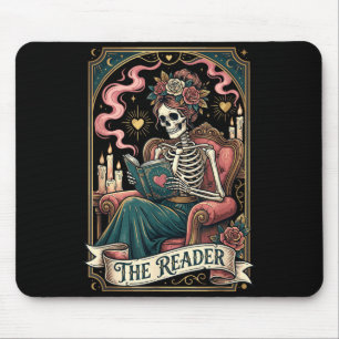 Tapis De Souris Carte de tarot squelette Lecteur Amateur de livres