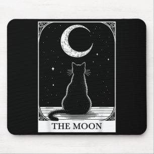 Tapis De Souris Carte de Tarot Vintage Lune Croissante Chat Noir M