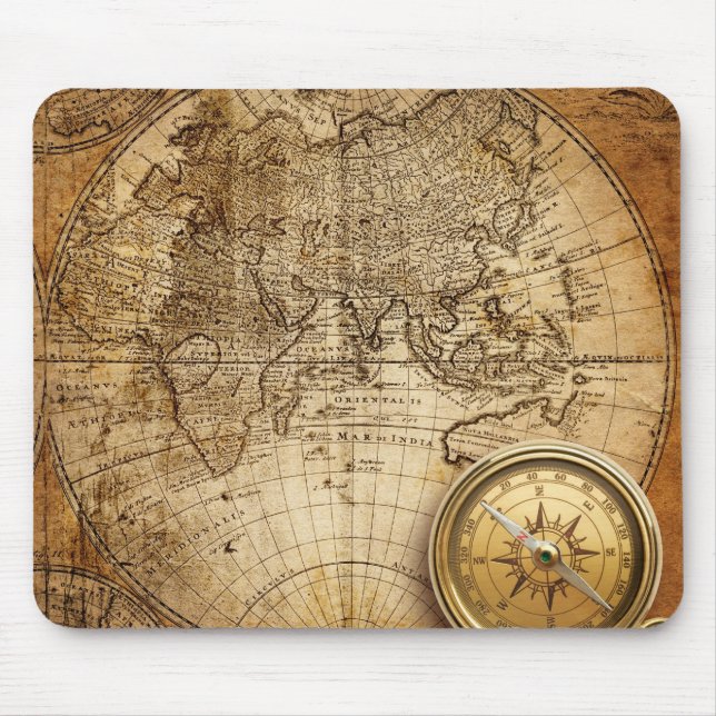 Tapis De Souris Carte de Vieux Monde Mousepad (Devant)