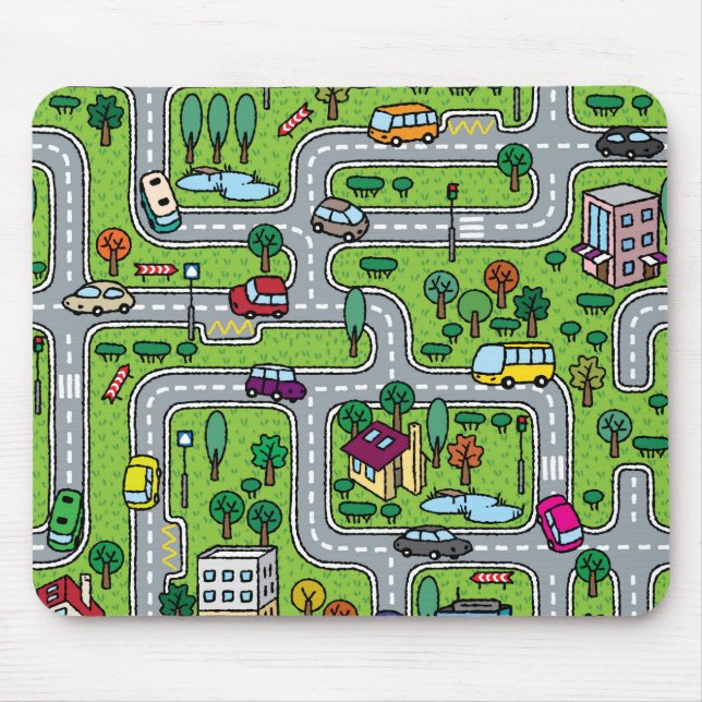 Tapis De Souris Carte de ville de dessin Carton de souris (Devant)