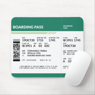 Tapis De Souris Carte d'embarquement - Vert