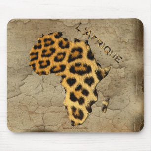 Tapis De Souris Carte des endroits léopards de la faune de l'AFRIQ