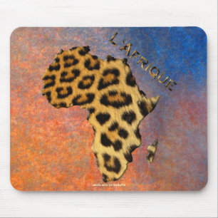 Tapis De Souris Carte des endroits léopards de la faune de l'AFRIQ