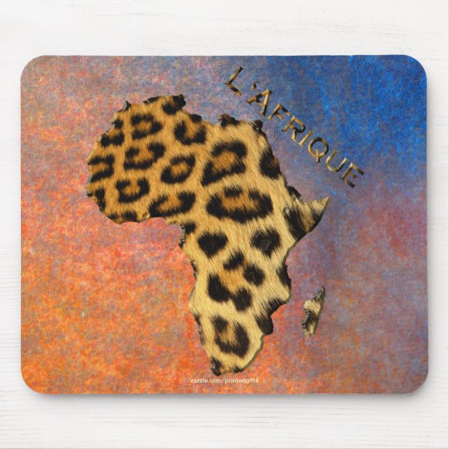 Tapis De Souris Carte des endroits léopards de la faune de l'AFRIQ (Devant)