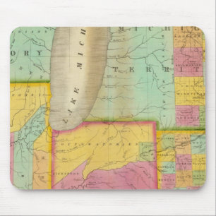Tapis De Souris Carte des États de l'Ohio Indiana & Illinois