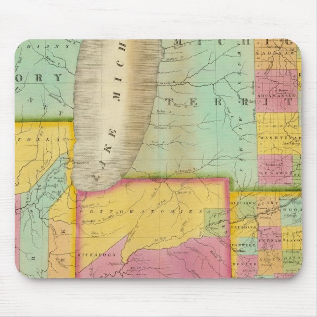 Tapis De Souris Carte des États de l'Ohio Indiana & Illinois (Devant)