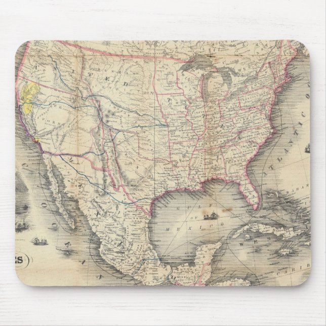 Tapis De Souris Carte Des États-Unis (Devant)