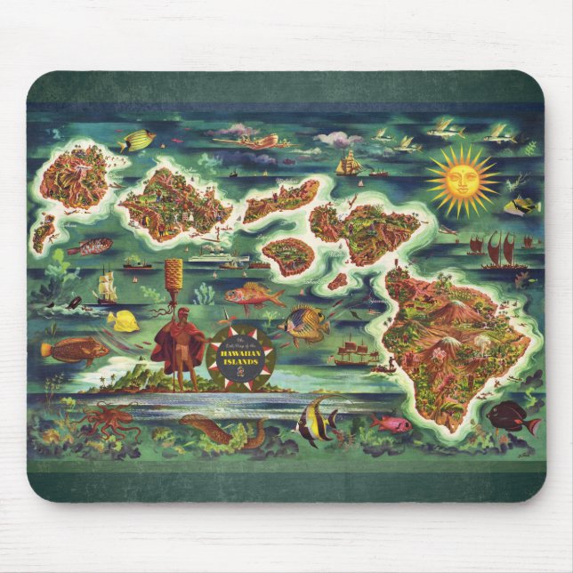 Tapis De Souris Carte des îles Hawaiiennes (Devant)