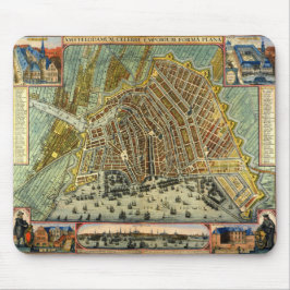 Tapis De Souris Carte des rues antiques d'Amsterdam, Pays-Bas