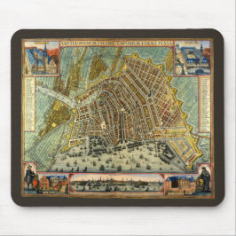 Tapis De Souris Carte des rues antiques d'Amsterdam, Pays-Bas