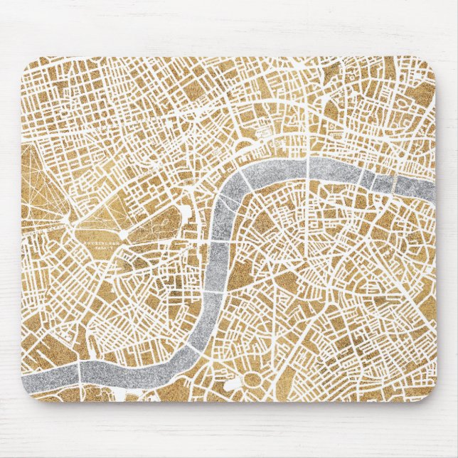 Tapis De Souris Carte dorée de ville de Londres (Devant)